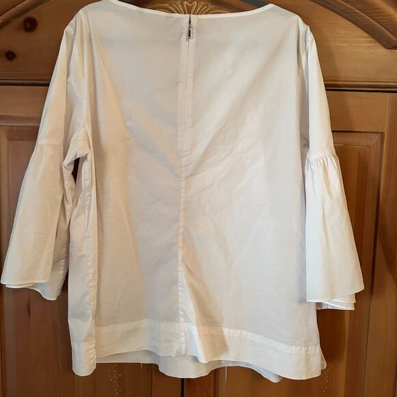 Ralph Lauren Boat Neck Bell Sleeve White Blouse - Picture 3 of 16